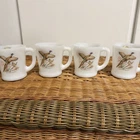 Fire King Vintage Ovenware Glass Ring-Necked Pheasant Coffee Cup Mug Set Of 4