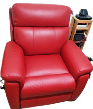 House Clearance - Leather Power Riser Recliner Chair - Dark red
