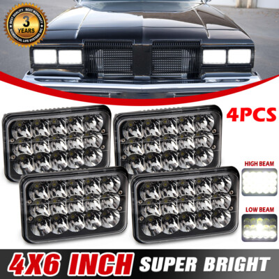4PCS 4x6'' Rectangle LED Headlights Hi-Lo Beam For Oldsmobile Delta 88 1976-88 H4
