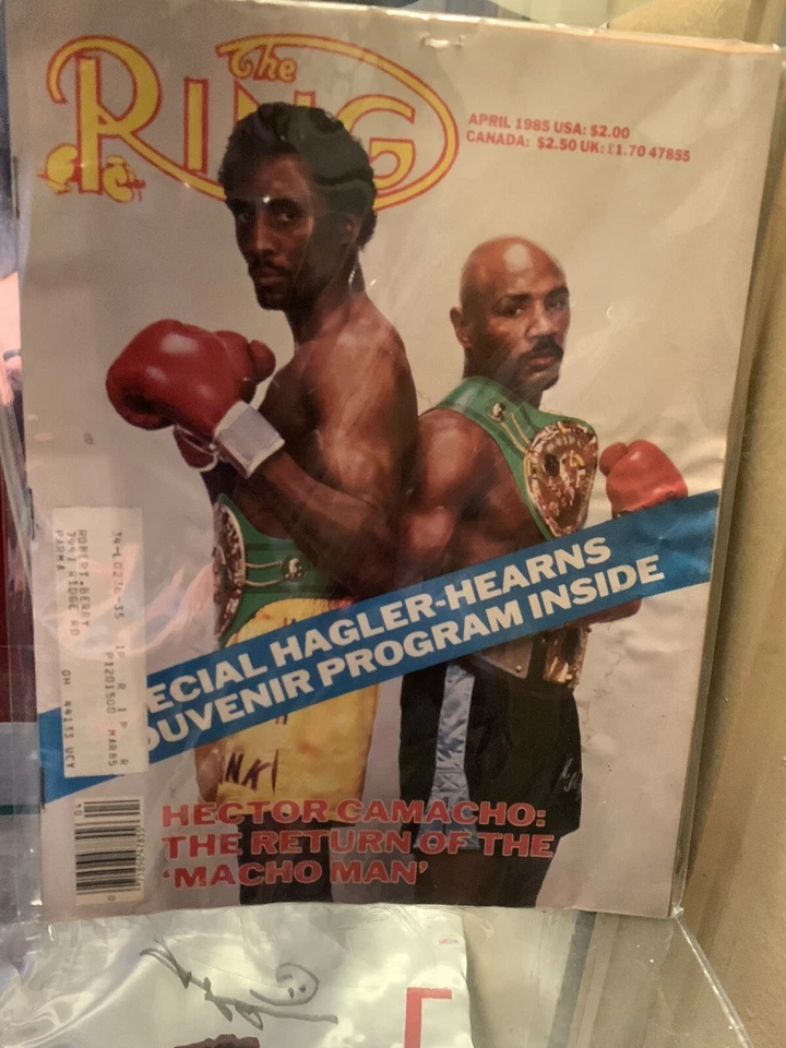 vintage thomas “the hitman” hearns autographed boxing glove with PSA and magazin - Image 4 of 4
