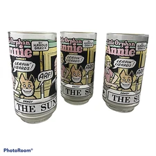 Vintage 1976 Collectible Set of 3 Little Orphan Annie Glasses