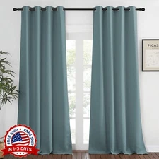 Cortinas Para Sala Azul Modernas Elegantes Habitacion Cuarto Cortina 90Lx52"W US