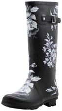Norty Women's Hurricane Rain Boots - Floral Matte Waterproof Hi-Calf Rainboots