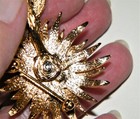 Vintage D'ORLAN FLORAL BROOCH & CLIP ON EARRINGS SET Triple 22K GP~Marked & #'d — photo 7