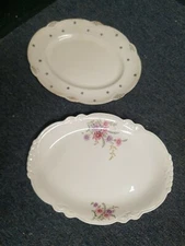 Vintage HOMER LAUGHLIN Virginia Rose Oval Serving Dish Platter USA plate lot of2