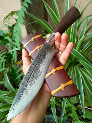 Handmade hunting camping E-nep knife 7.3 forged engraved blade, Rosewood handle
