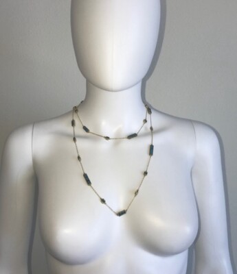 NWT HOUSE OF HARLOW 1906 *LONG RAINS* TURQUOISE GOLD CHAIN STATION WRAP NECKLACE