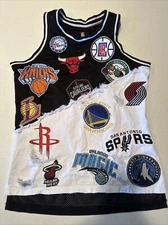 NBA Logo Heritage America UNK Large Patch Basketball Jersey Denim Rare