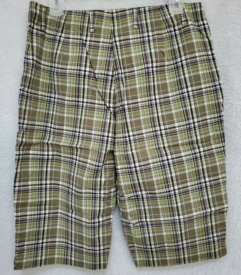 Pantalones capri para mujer ciervo blanco talla 14 verde púrpura blanco a cuadros Foto 4 de 4