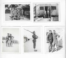 Vintage Photos WWII 1942 Soldiers Barracks Tents Uniforms Gun Lot of 5