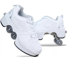 Deformation Roller Skate Shoes Wheels In White Women  s Sz US 6.5, EU 37