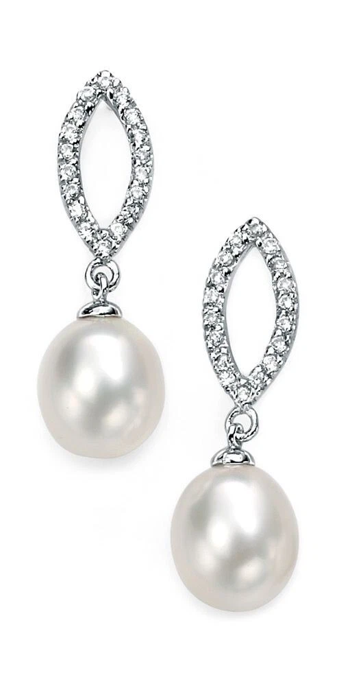 Orecchini Pendenti In Argento 925 Con Perle Di Conchiglia, 10 Mm, Ipoallergenici, Confezione Regalo