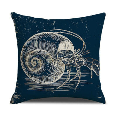 Coastal Beach Throw Pillow Covers - Crab, Starfish, Octopus, Turtle Design (18x18", Cotton Linen)