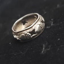 925 Sterling Silver Cut-out Heart Handmade Ring Size 5 Band