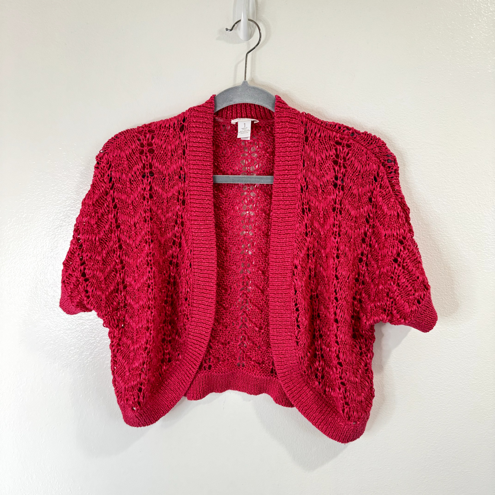 Chico's Shrug Cardigan Sweater Pink Size 1 / Medi… - image 1