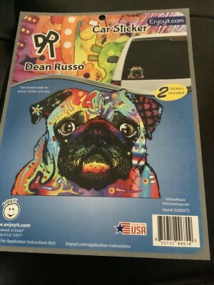 Enjoy It Dean Russo Pug Lovers Car Sticker 22003CS Outdoor Vinyl 2 Decals USA