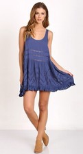 INTIMATELY Free People Voile Women's Blue Lace Slip Dress Sz. S/P NWOT