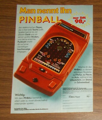 Seltene Werbung PINBALL FLIPPER Electronic Game Handheld 1981