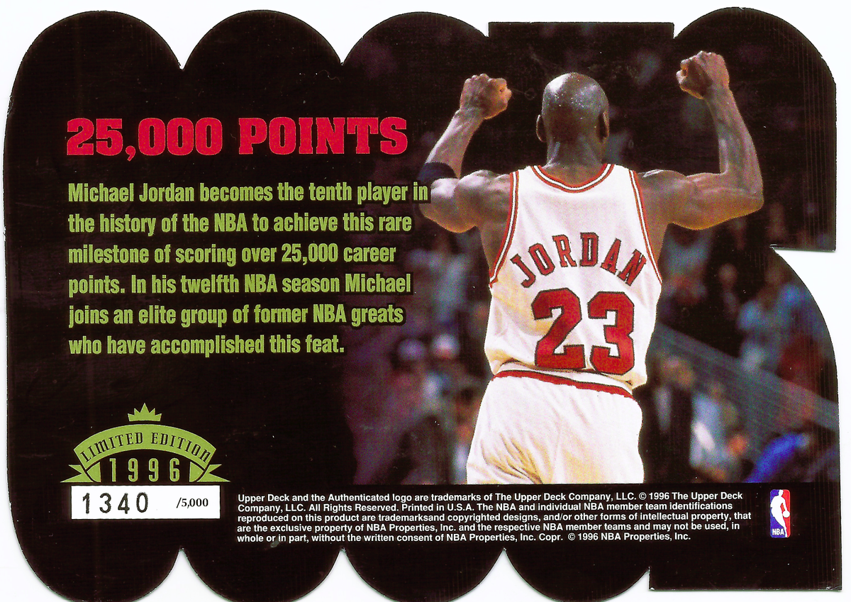 1996 UPPER DECKAuthenticated ed Michael Jordan 25,000 point card