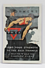 Workers Lend Your Strength To The Red Triangle YMCA Gil Spear WWI Poster Vintage