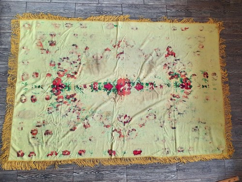 Copriletto Velluto Giallo Vintage Matrimonio A Frange Bohémien Italiano Boho #15 - Foto 6 di 6