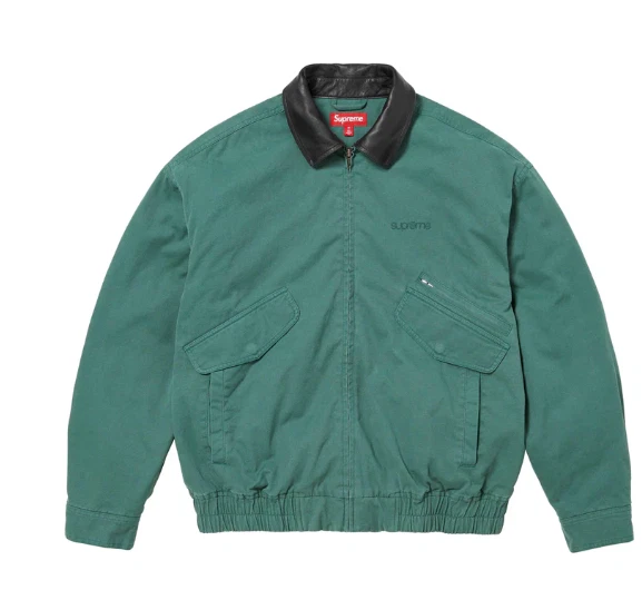 Supreme Leather Collar Utility Jacket Sage Green Sz Large FW23 Workwear  Detroit