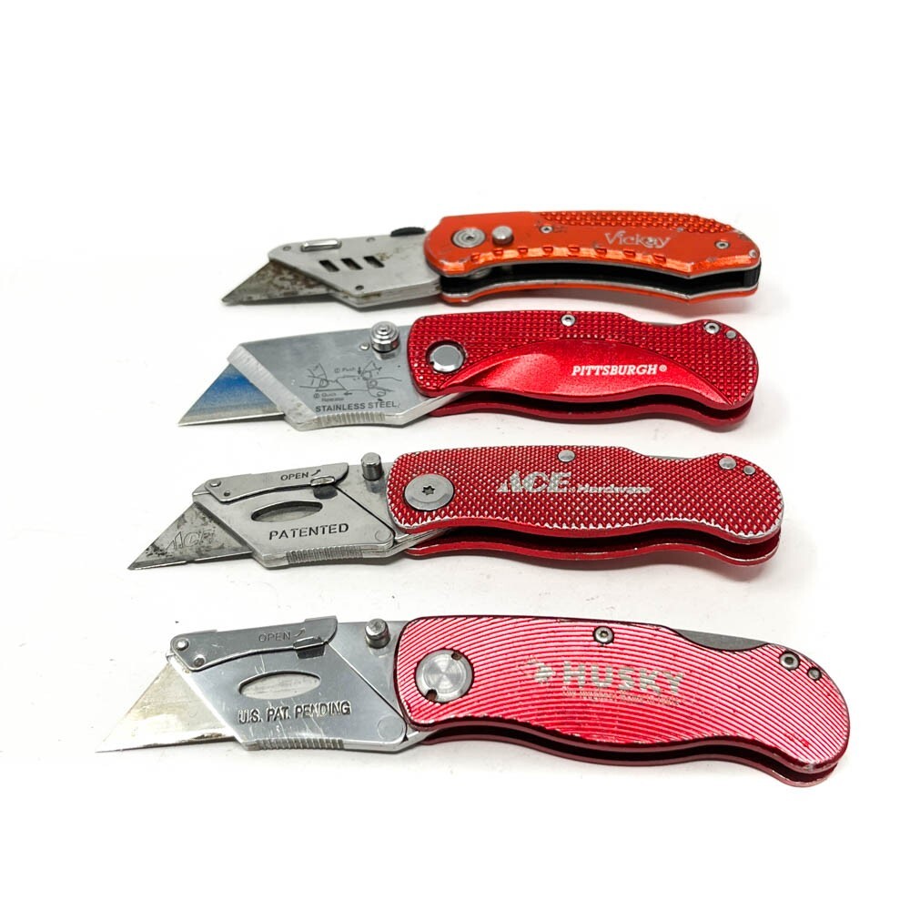 4 pcs Pittsburgh, Husky, ACE and Vickay Folding Utility Knife, Box Cutter