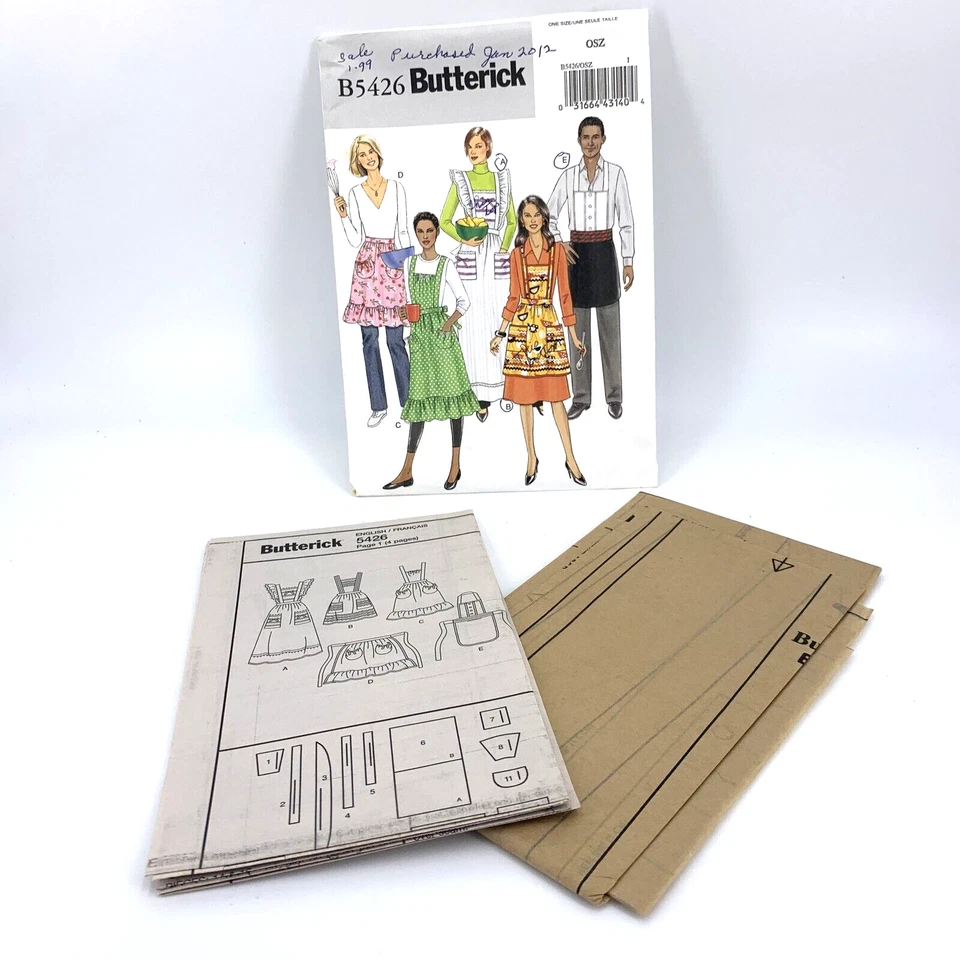 Butterick Sewing Pattern Apron B5426 Misses and Mens Uncut FF - Image 2 of 4