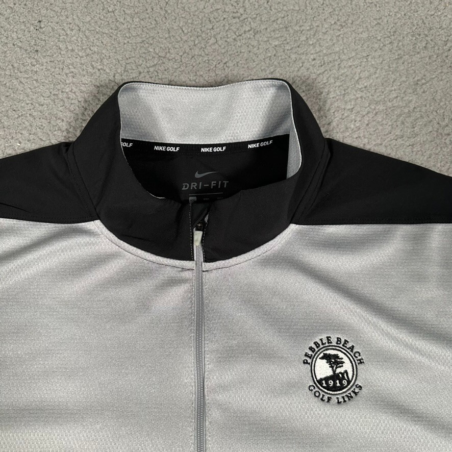 Nike Shirt Mens XXL Gray 1/4 Zip Pullover Pebble Beach Golf Performance