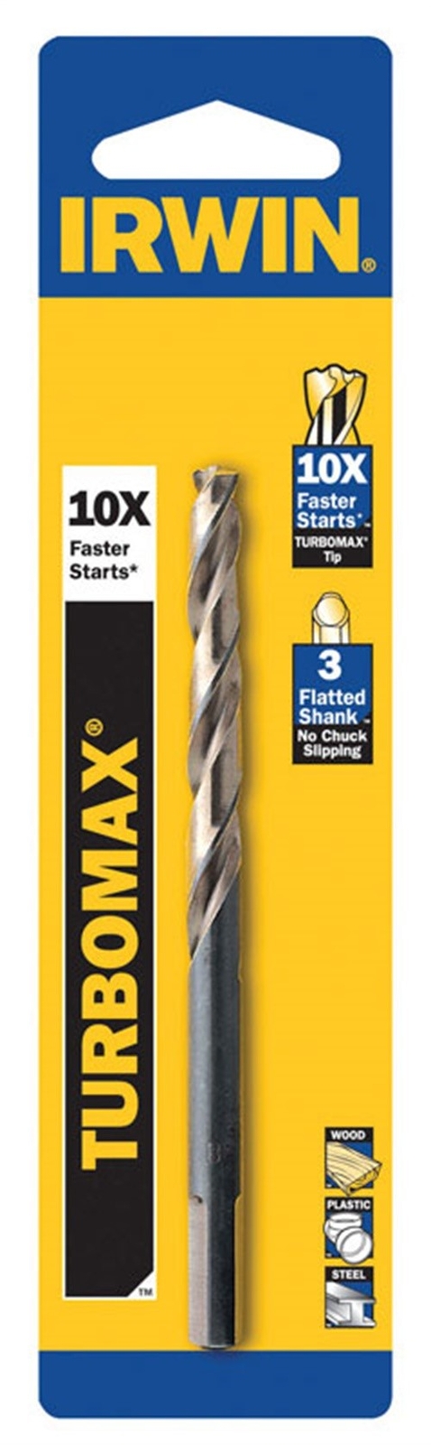 Irwin 73316 TURBOMAX High Speed Steel SAE Straight Shank Drill Bits 1/4x4 L in.