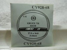 GS CY928-68 Watch Crystal Fit Gruen 731 SSCD - 31.8 mm Diameter - 27.9 x 31.8 mm
