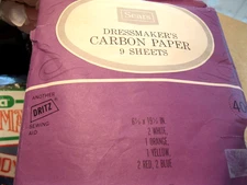 VINTAGE SEARS DRESSMAKER'S CARBON PAPER 9 SHEETS PLUS TRACING WHEEL