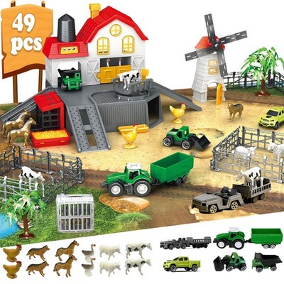 Farm Toy PlaySet, 49 Piece Barn House - 12 Animal Figurines, Tractor Truck, F...