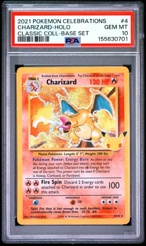 2021 POKEMON CELEBRATIONS CLASSIC COLLECTION #4 CHARIZARD-HOLO PSA 10