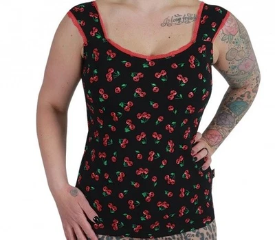 XL 14 RUSTY PISTONS SKULL CHERRY VEST TOP ROCKABILLY PIN UP 50S HOT ROD RETRO - Image 1 of 4