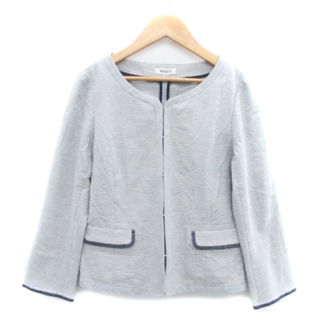 OFF WHITE Giacca Nolley's senza colletto lunghezza media modello bordo 38 M bianco sporco blu navy usata