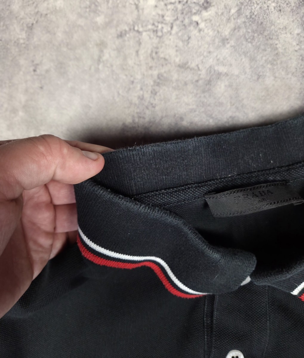 Prada Polo Shirt Men's Luxury Y2K Red Logo Classic Black Size L | eBay