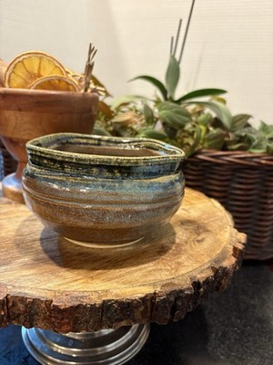 Studio Pottery Glazed Bowl Unique Square Shape Earthy Tones
