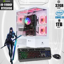 Custom ARGB Gaming PC Intel i9 RTX 5060 1TB SSD 32GB RAM 1TB HDD WIFI6 BT5.4