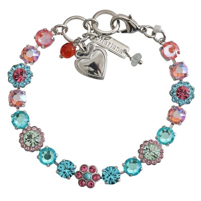 Mariana CORAL COVE Rhodium Plated Sunkissed Blue Rose Floral Crystal Bracelet
