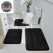 Bathroom Rugs Sets 3 Piece, Ultra Soft Velvet Memory Foam Bath Rugs, Non-Slip 