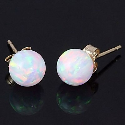 Oktober Geburtssteine 9 Kt Gold 375 Ohrstecker Ohrringe mit 5mm Weiß Opal
