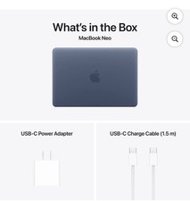 macbook neo box opened dark blue