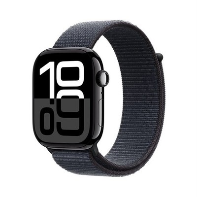 Apple Watch Series 10 GPS 46mm Jet Black Aluminiumgehäuse mit Tinte Sport Loop