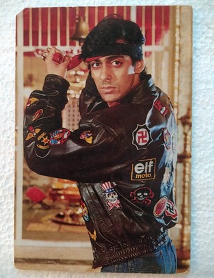 Vintage 1989 Salman Khan Maine Pyar Kiya Lederjacke Original Postkarte Indien