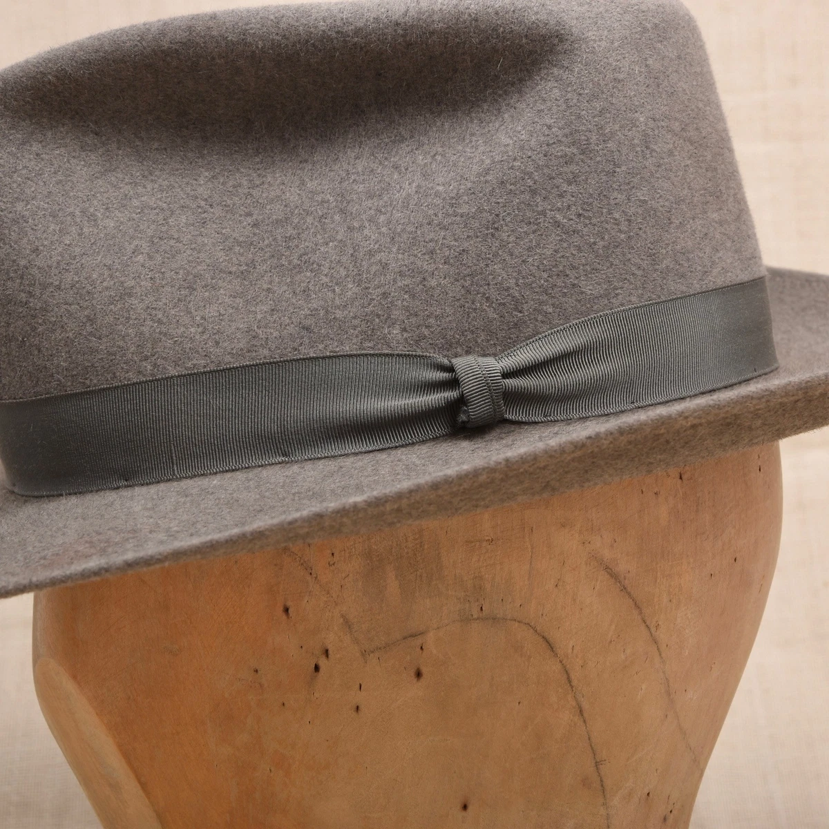 Sombrero Fedora BORSALINO Vintage Gris Qualità Extra Superiore Alessandria