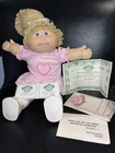 Vtg 1984 Cabbage Patch Kids Doll Jesmar HM3 girl wheat Hair Freckles Birth Cert