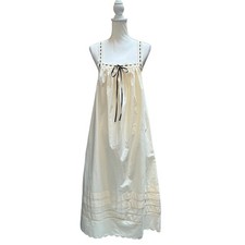Anthropologie White Cotton Eyelet Trim Maxi Dress Women’s Small Cottagecore