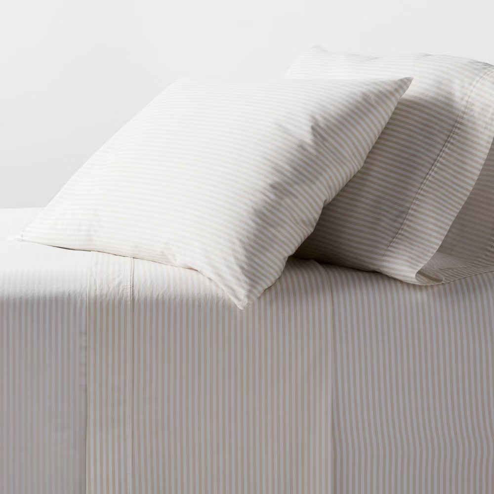 King Organic Percale Sheet Set KhakiWhite Stripe - Threshold 6990₽