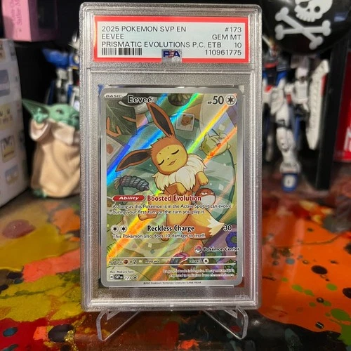 Pokemon 2025 SVP Prismatic Evolutions Pokemon Center ETB Promo Eevee #173 PSA 10